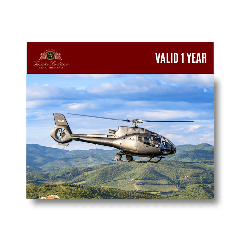 Torciano Hotel – Overnight stay with Helicopter Tour, Tuscan Lunch and Tasting (per 2 people) – Gift Voucher